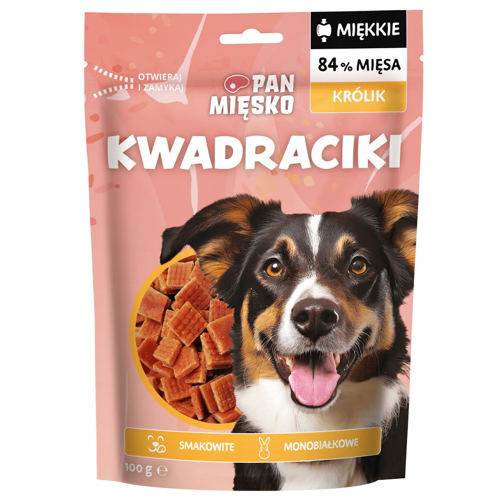 Pan Mięsko Przysmak dla psa Kwadraciki Królik (dorosły) 100g